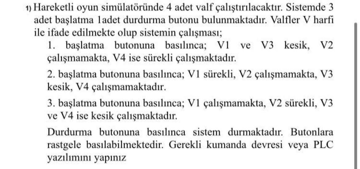 Hareketli oyun sim lat r nde 4 adet valf al t r