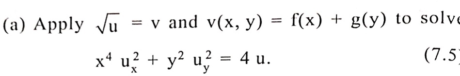 ( a ) Apply u 2 = v and v ( x , y ) = f ( x ) + g