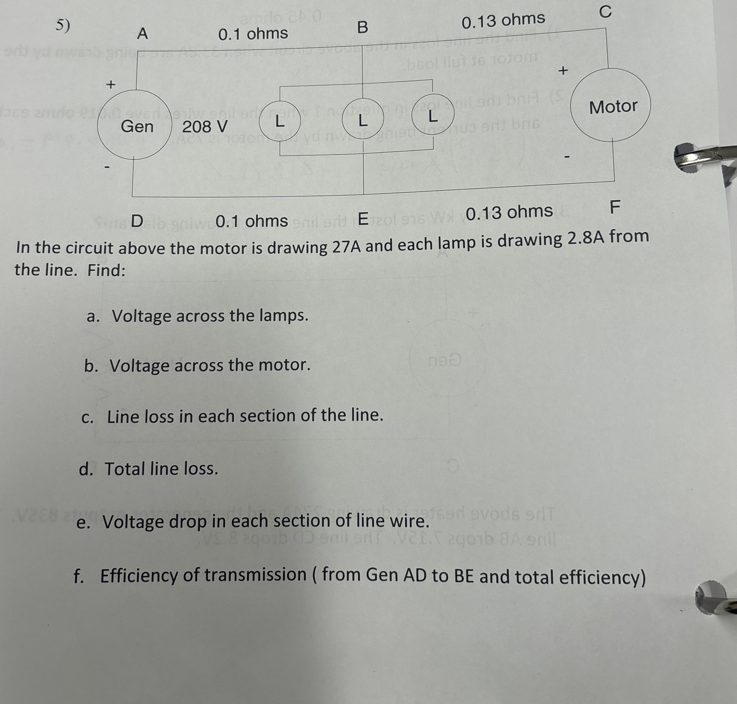 In the circuit above the motor is drawing 2 7 A