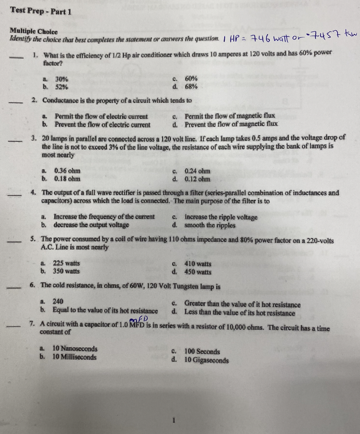 Test Prep - Part 1 Multiple Cholee Adentify the