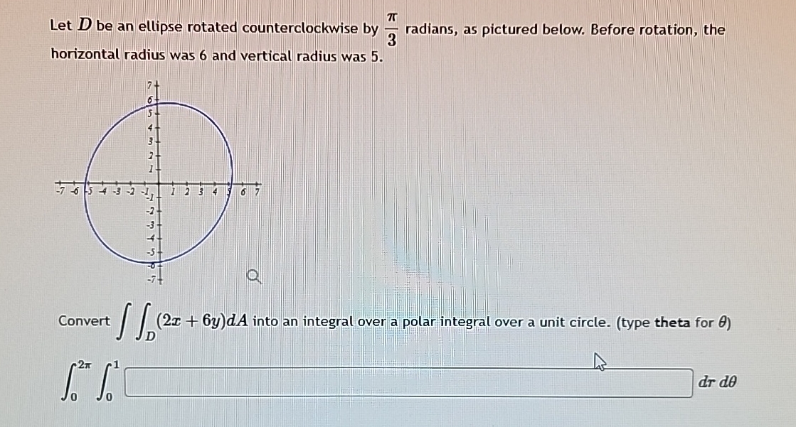 Let D be an ellipse rotated counterclockwise by 3