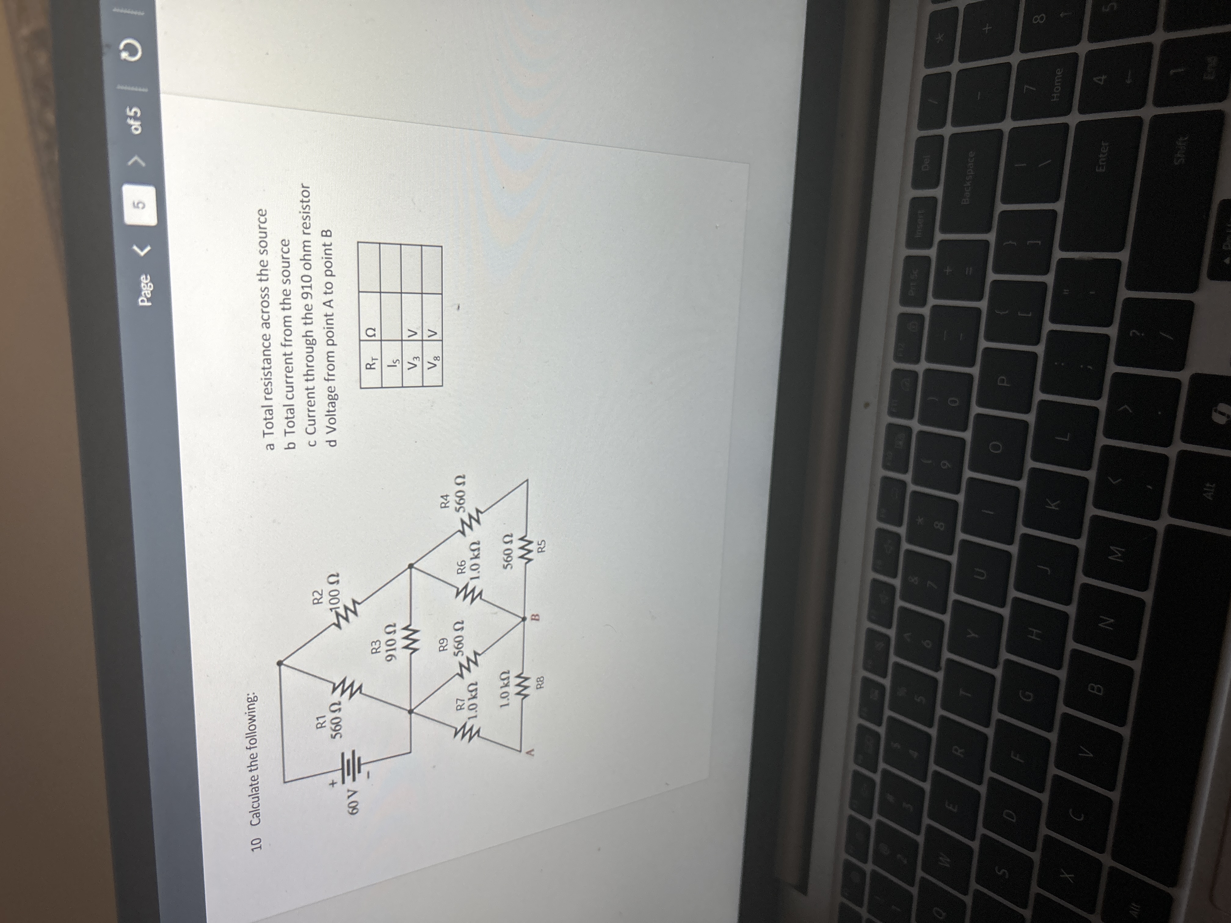 Page 5 of 5 1 0 Calculate the following: a Total