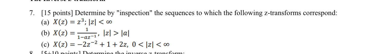 [ 1 5 points ] Determine by "inspection" the