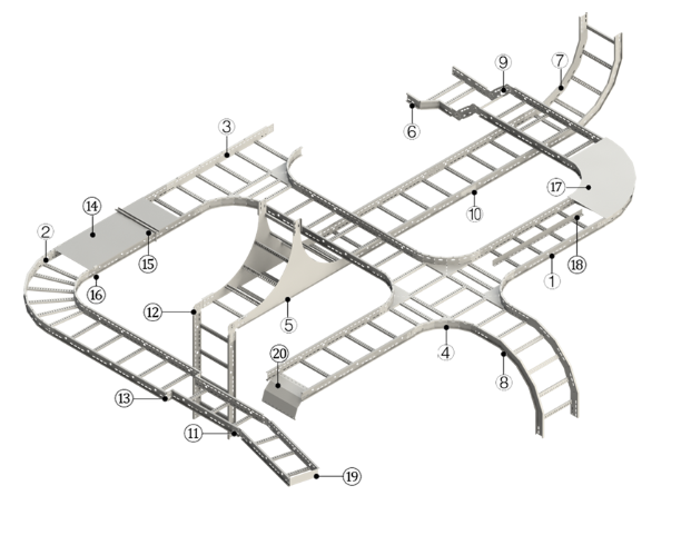 The picture shows parts of a steel cable tray
