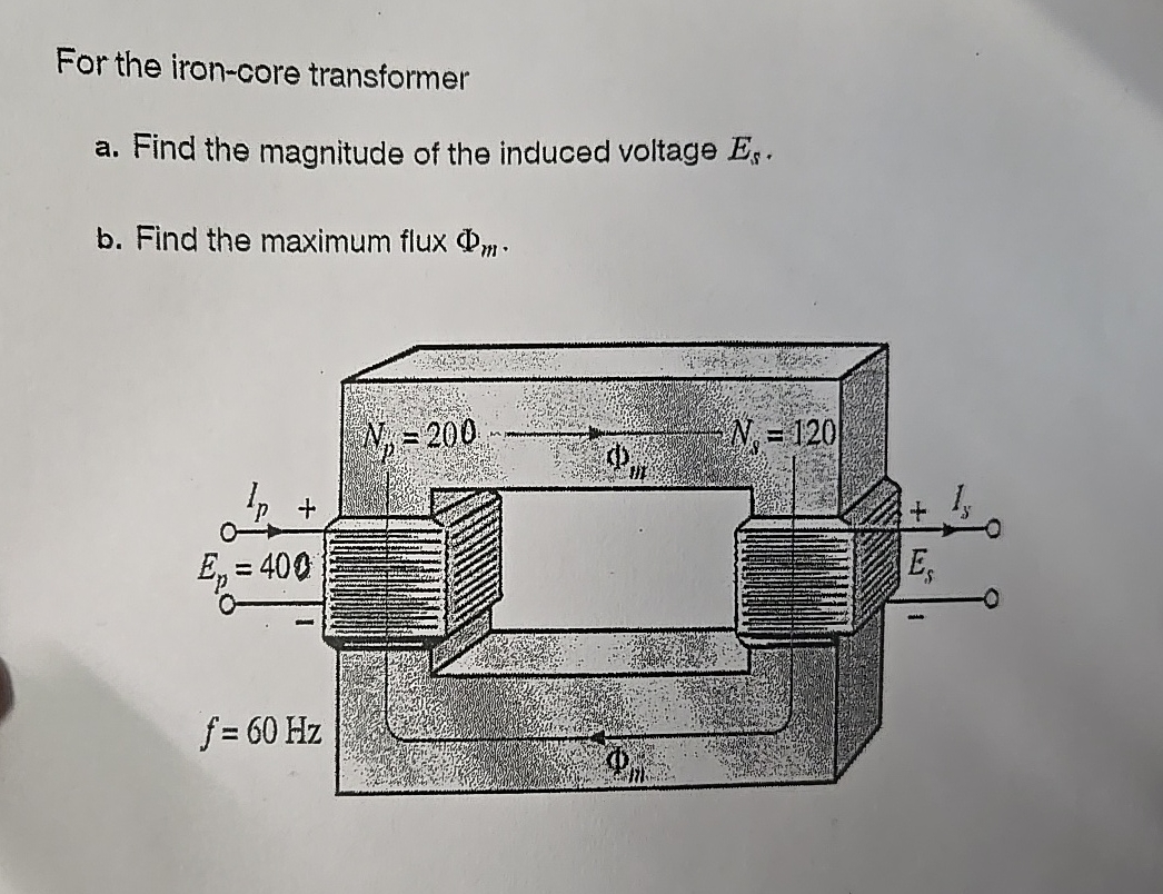 For the iron - core transformer a . Find the