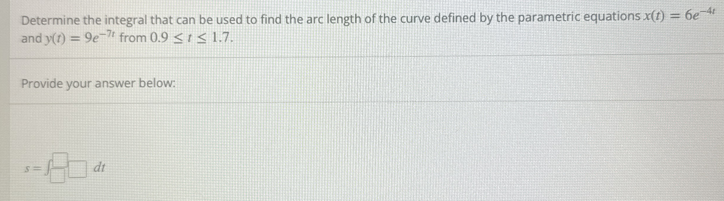 Determine the integral that can be used to find