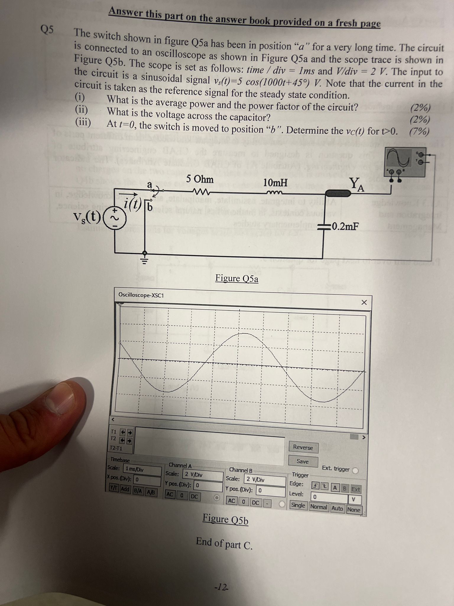 Answer this part on the answer book provided on a