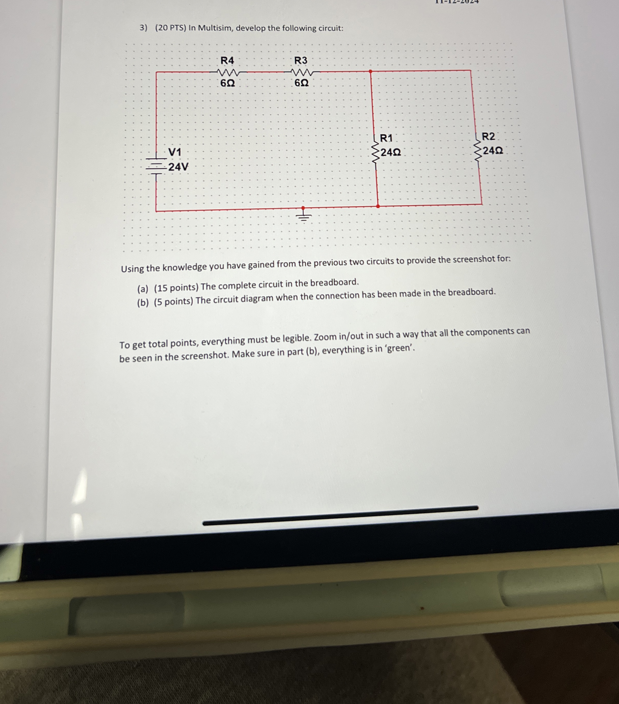 ( 2 0 PTS ) In Multisim, develop the following