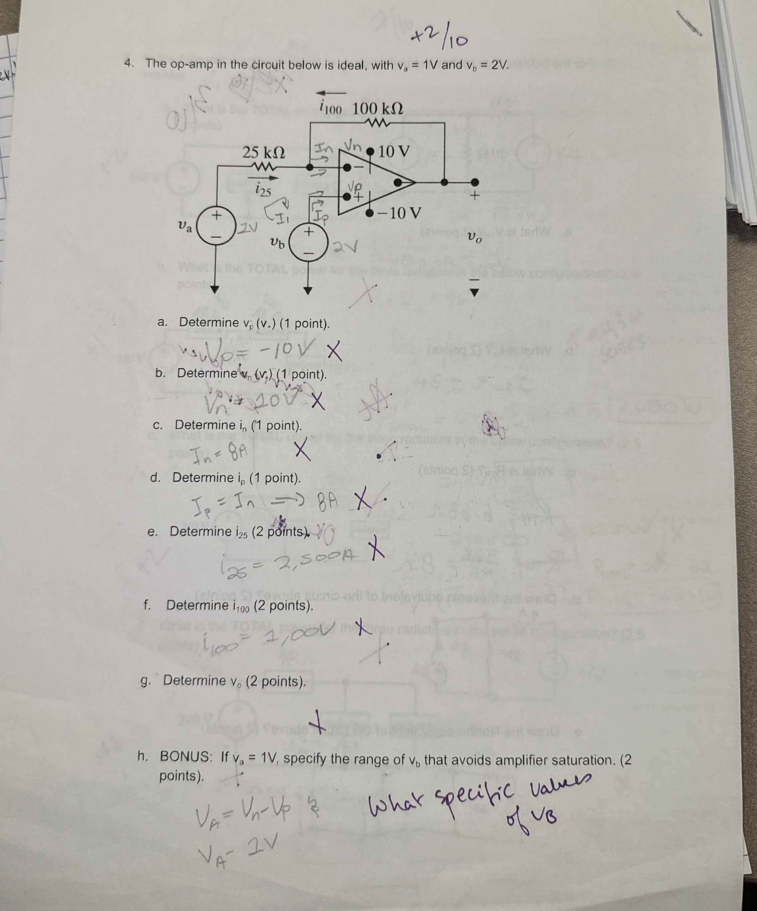 + 2 1 0 The op - amp in the circuit below is
