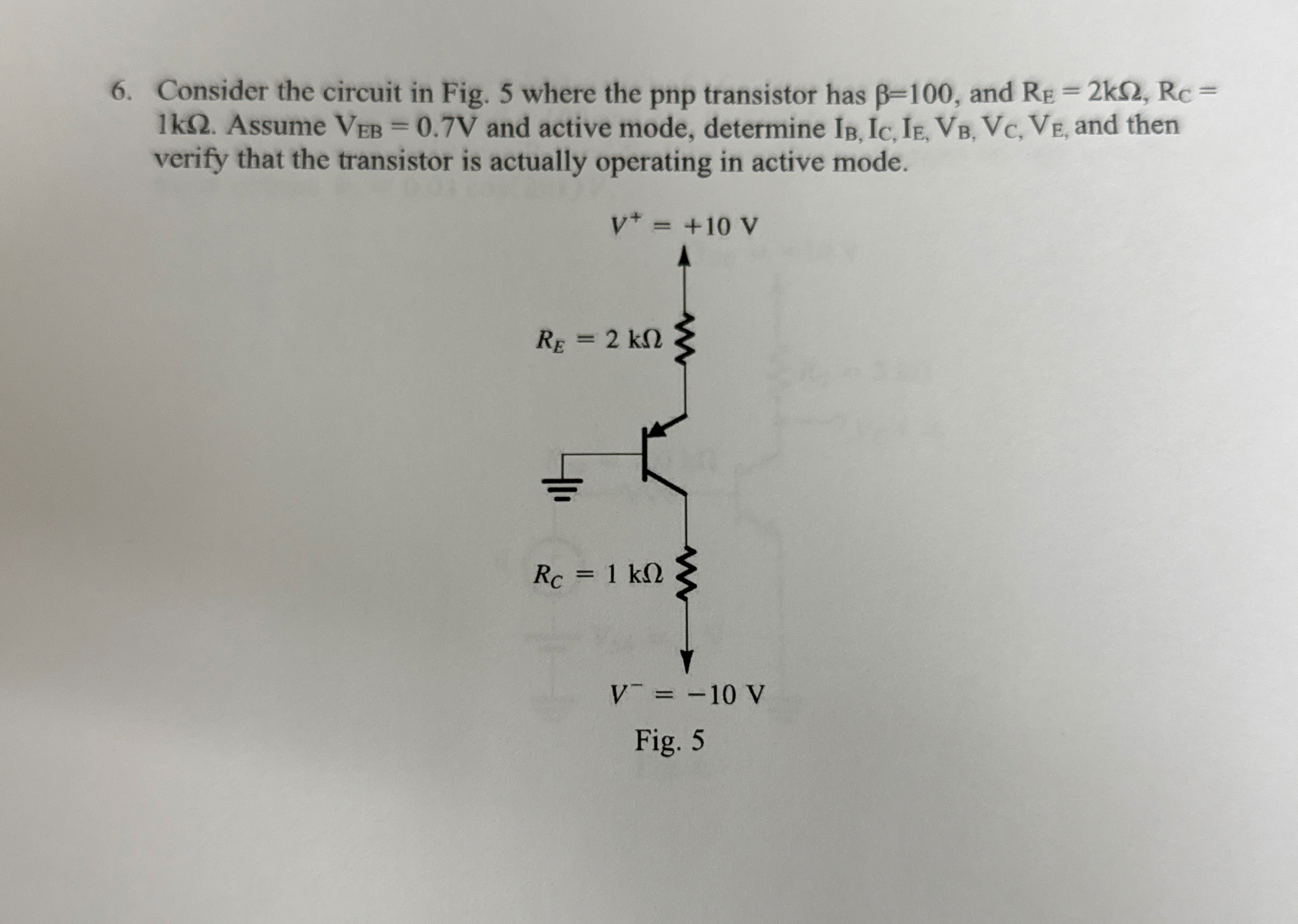 Consider the circuit in Fig. 5 where the pnp