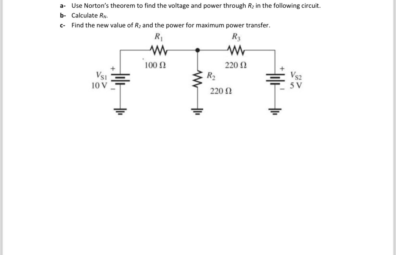 a - Use Norton's theorem to find the voltage and