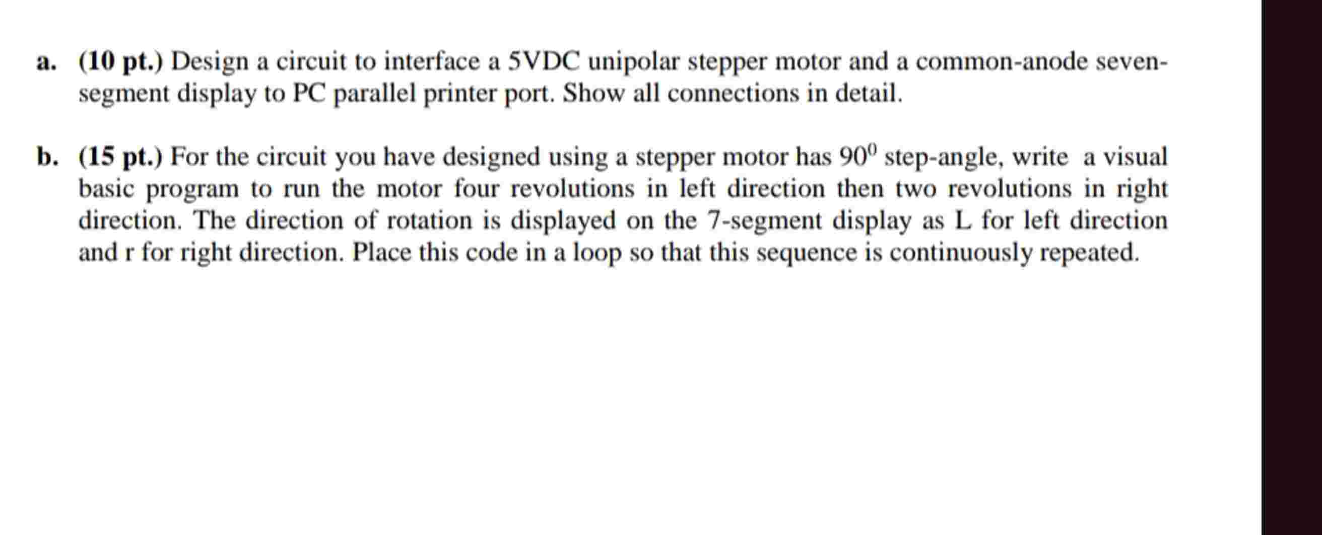 a . ( 1 0 pt . ) Design a circuit to interface a