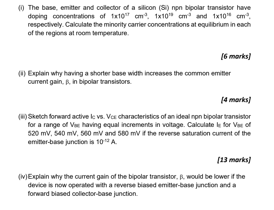 ( i ) The base, emitter and collector of a
