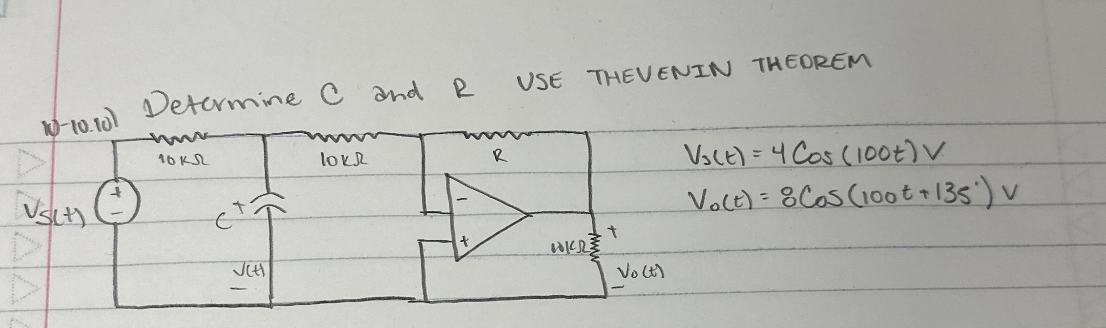 1 0 - 1 0 . 1 0 ) Determine C and R USE THEVENIN