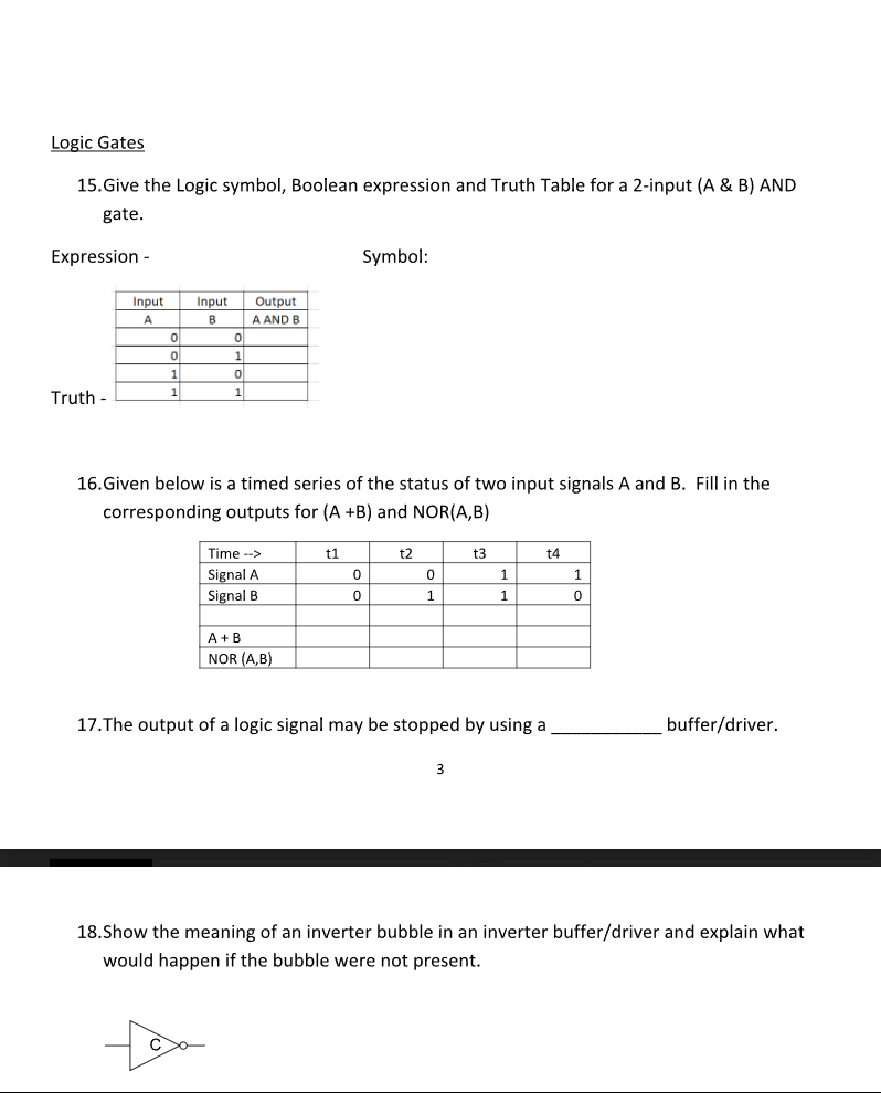 Logic Gates 1 5 . Give the Logic symbol, Boolean