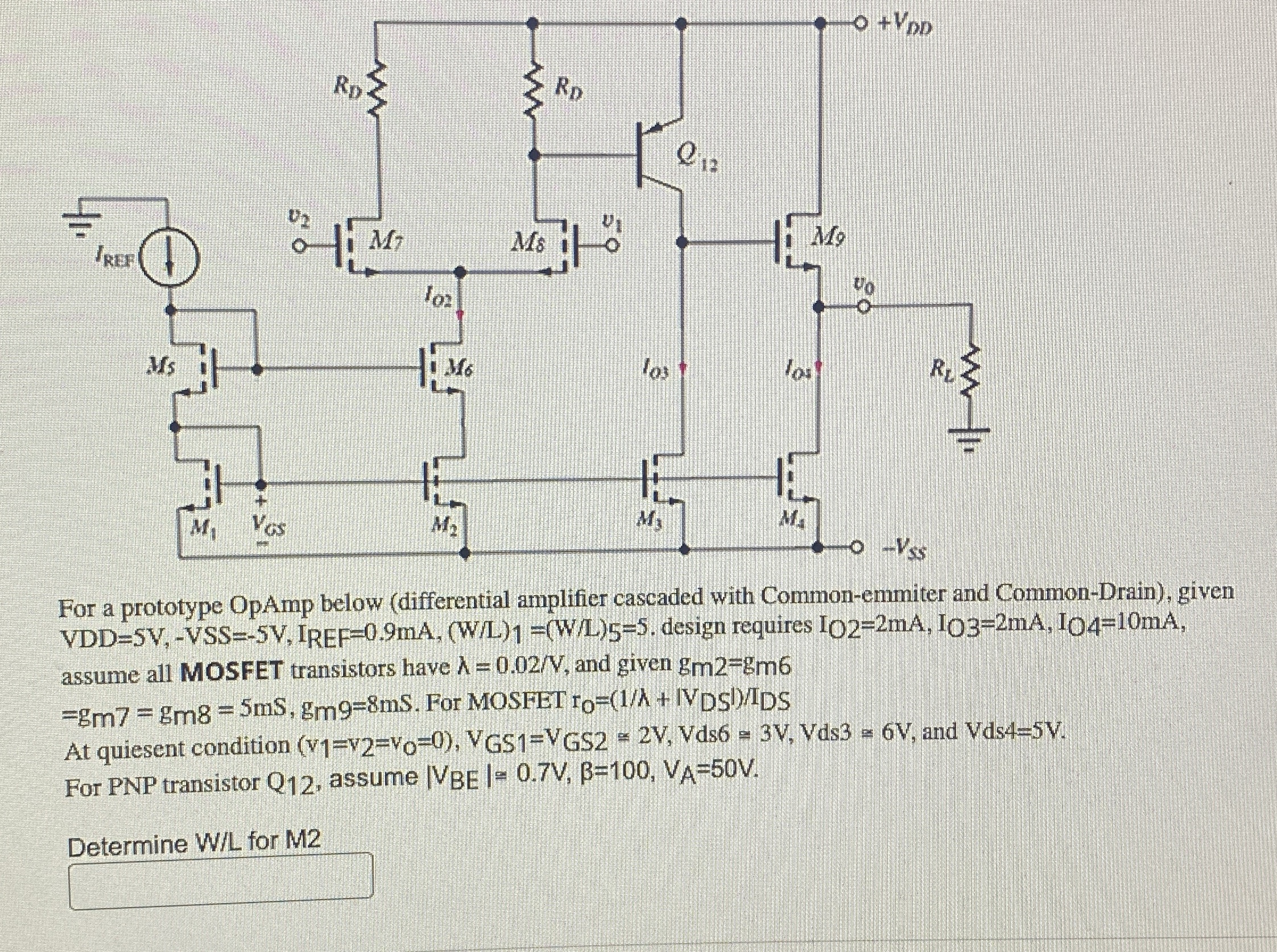 For a prototype OpAmp below ( differential