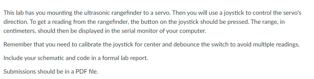 This lab has you mounting the ultrasonic