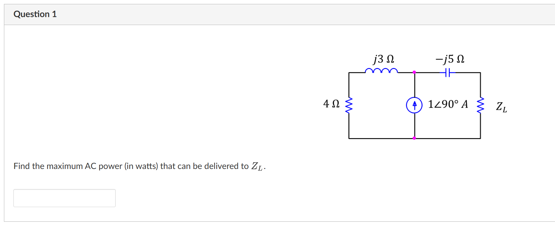 Question 1 Find the maximum AC power ( in watts )