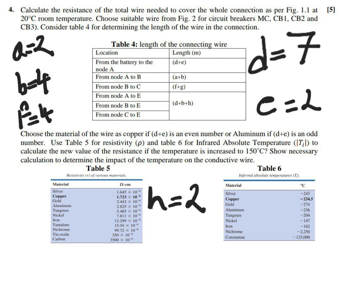 Choose the material of the wire as copper if ( \