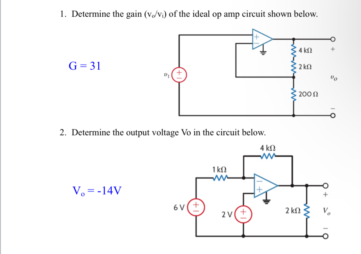 Determine the gain ( v 0 v i ) of the ideal op
