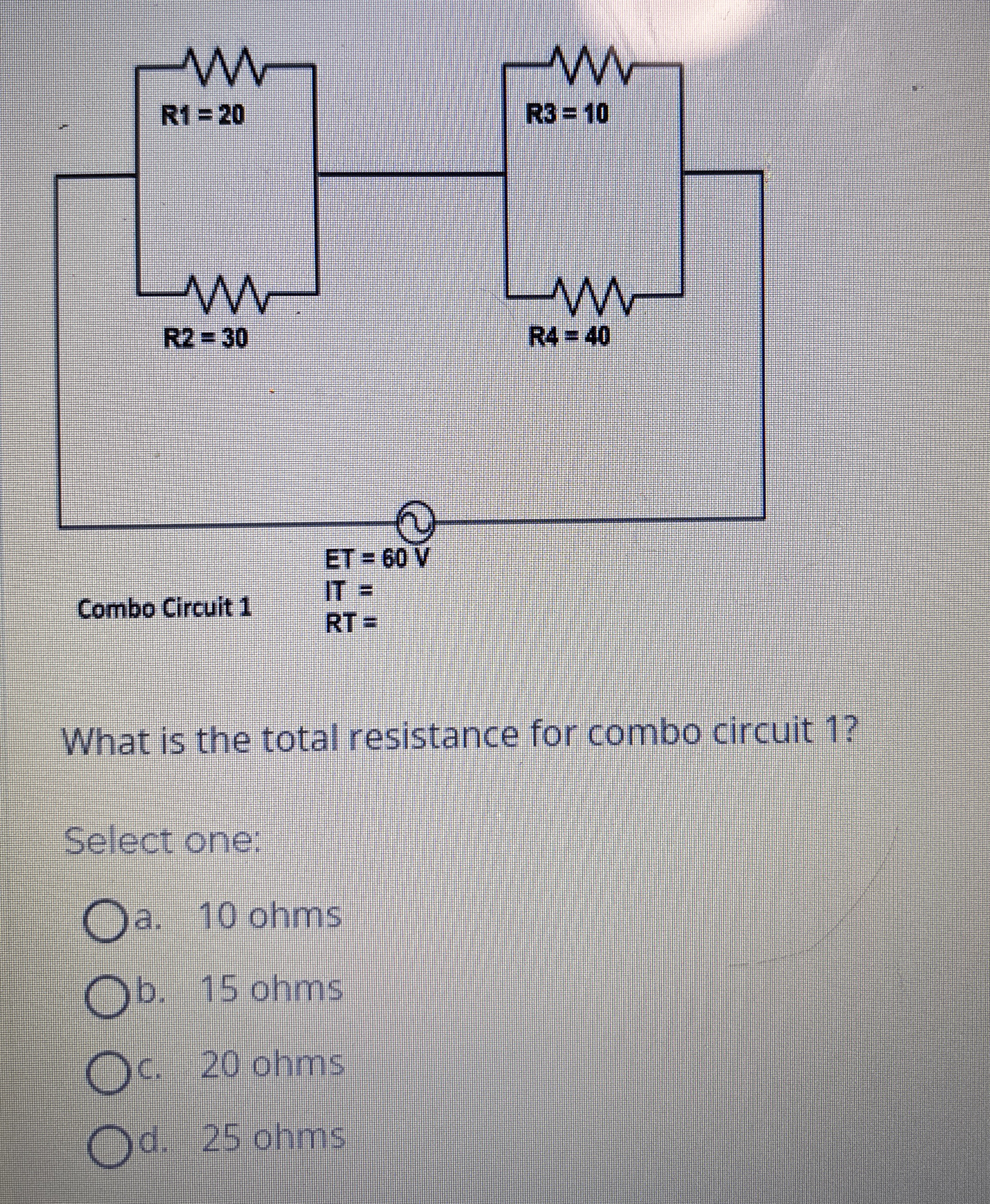 What is the total resistance for combo circuit 1