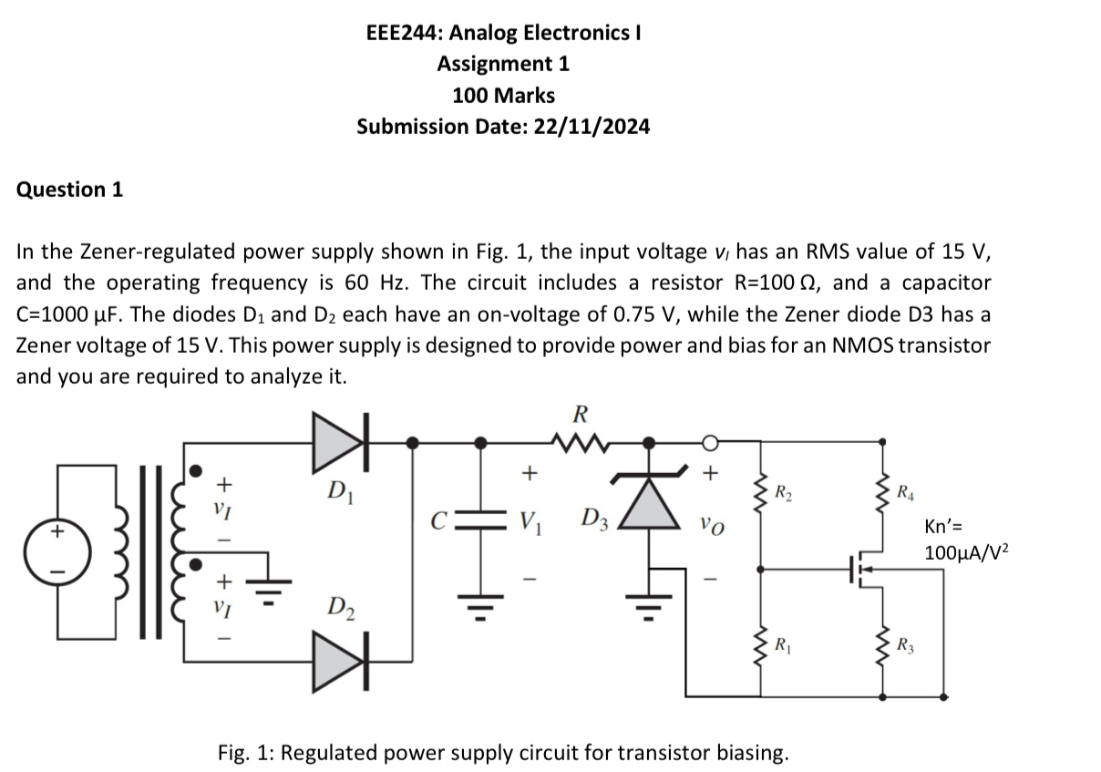 EEE 2 4 4 : Analog Electronics I Assignment 1 1 0