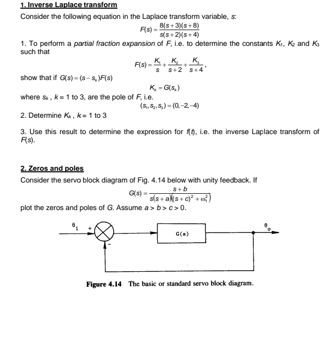 Inverse Laplace transform Consider the following