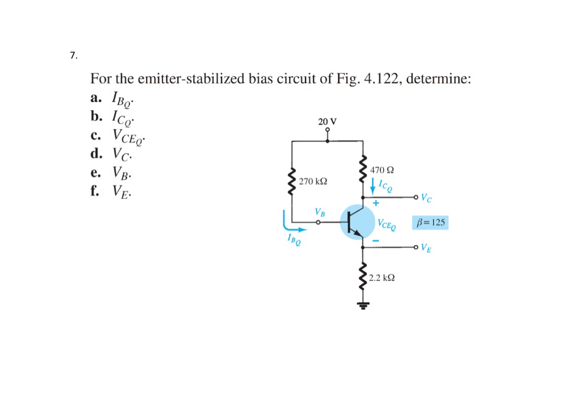 For the emitter - stabilized bias circuit of Fig.