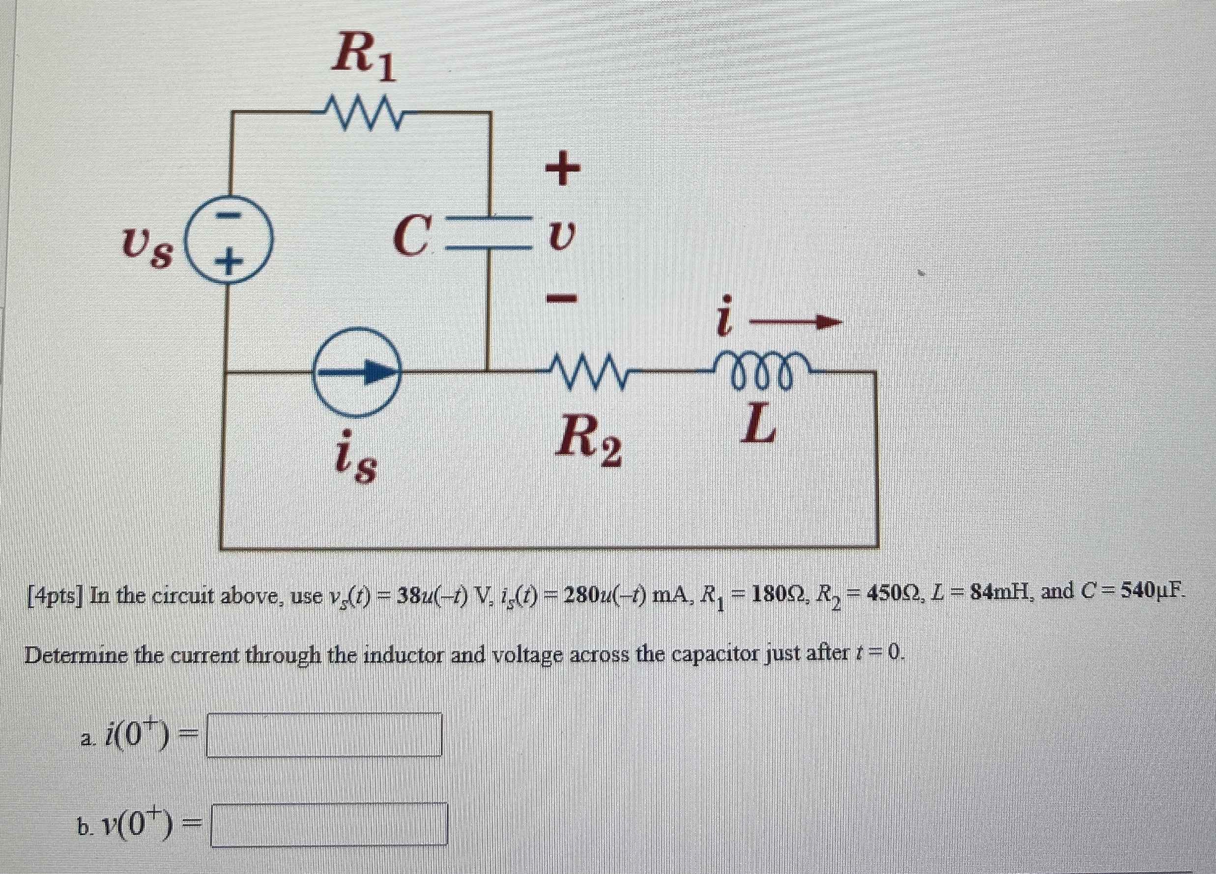 [ 4 pts ] In the circuit above, use v s ( t ) = 3