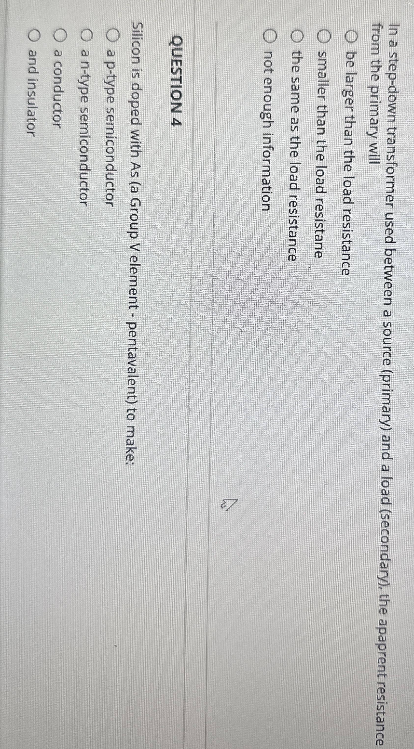 In a step - down transformer used between a