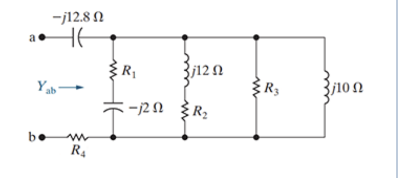 Find the admittance Yab in the circuit seen in (