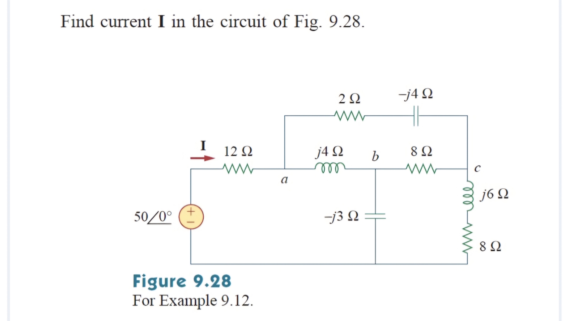 Find current I in the circuit of Fig. 9 . 2 8 .