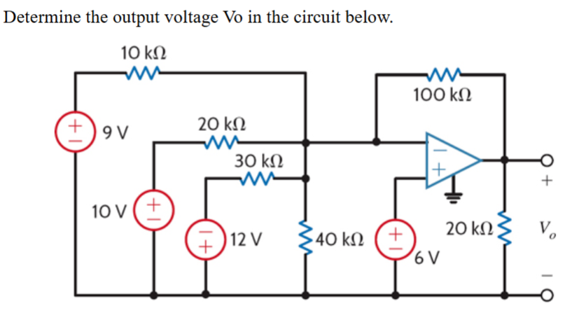 Determine the output voltage Vo in the circuit