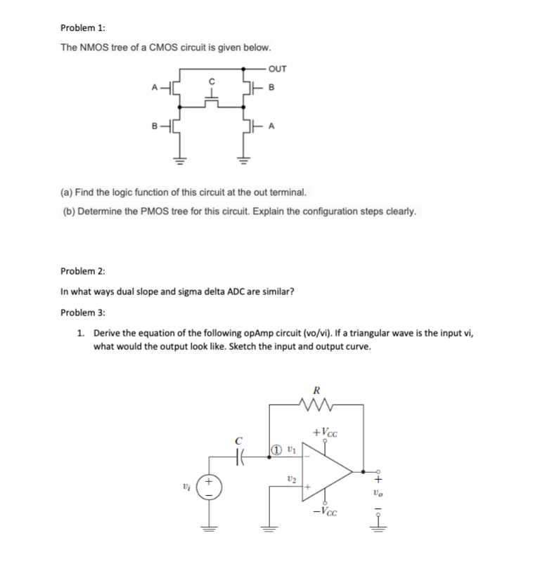 Show all work Problem 1 : The NMOS tree of a CMOS