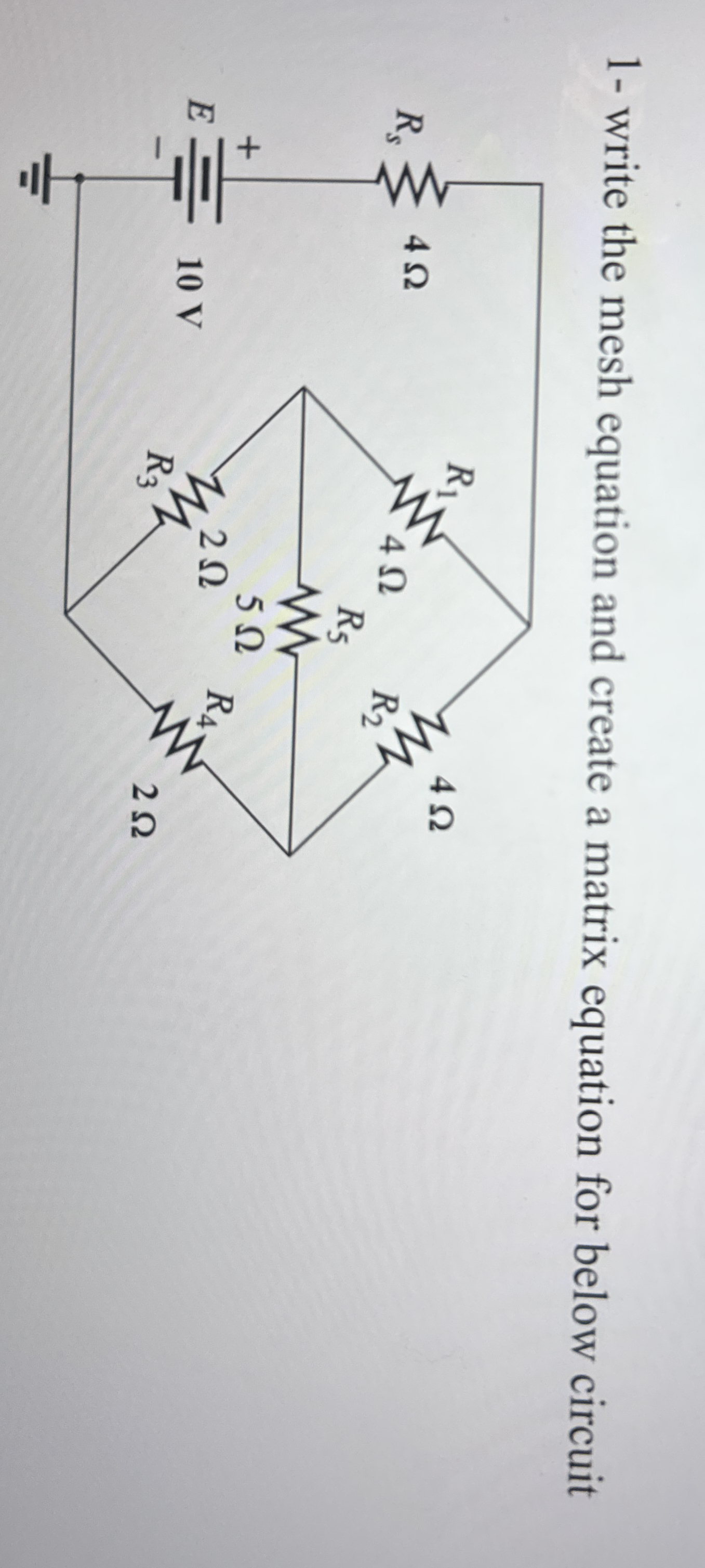 write the mesh equation and create a matrix