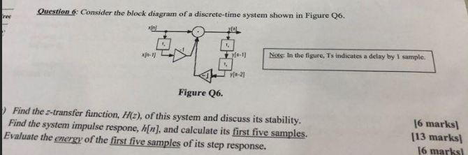 Ouestion 6 : Consider the block diagram of a