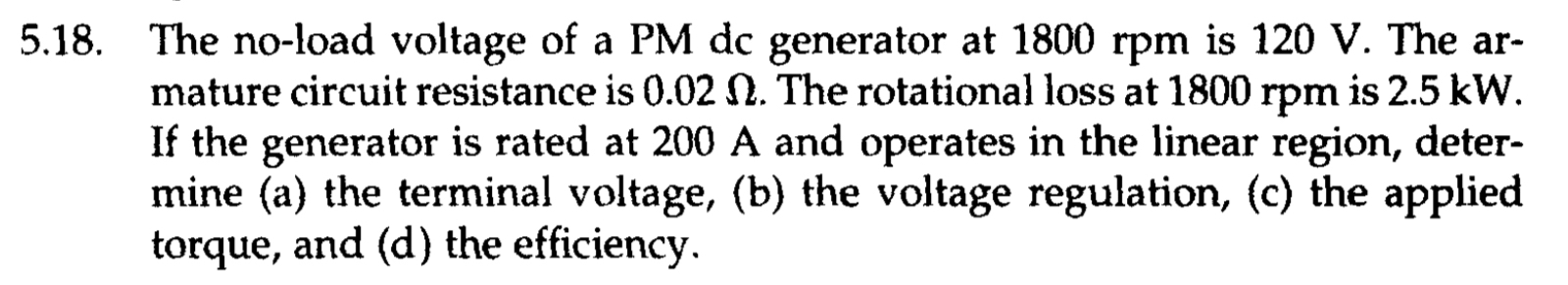 5 . 1 8 . The no - load voltage of a PM dc