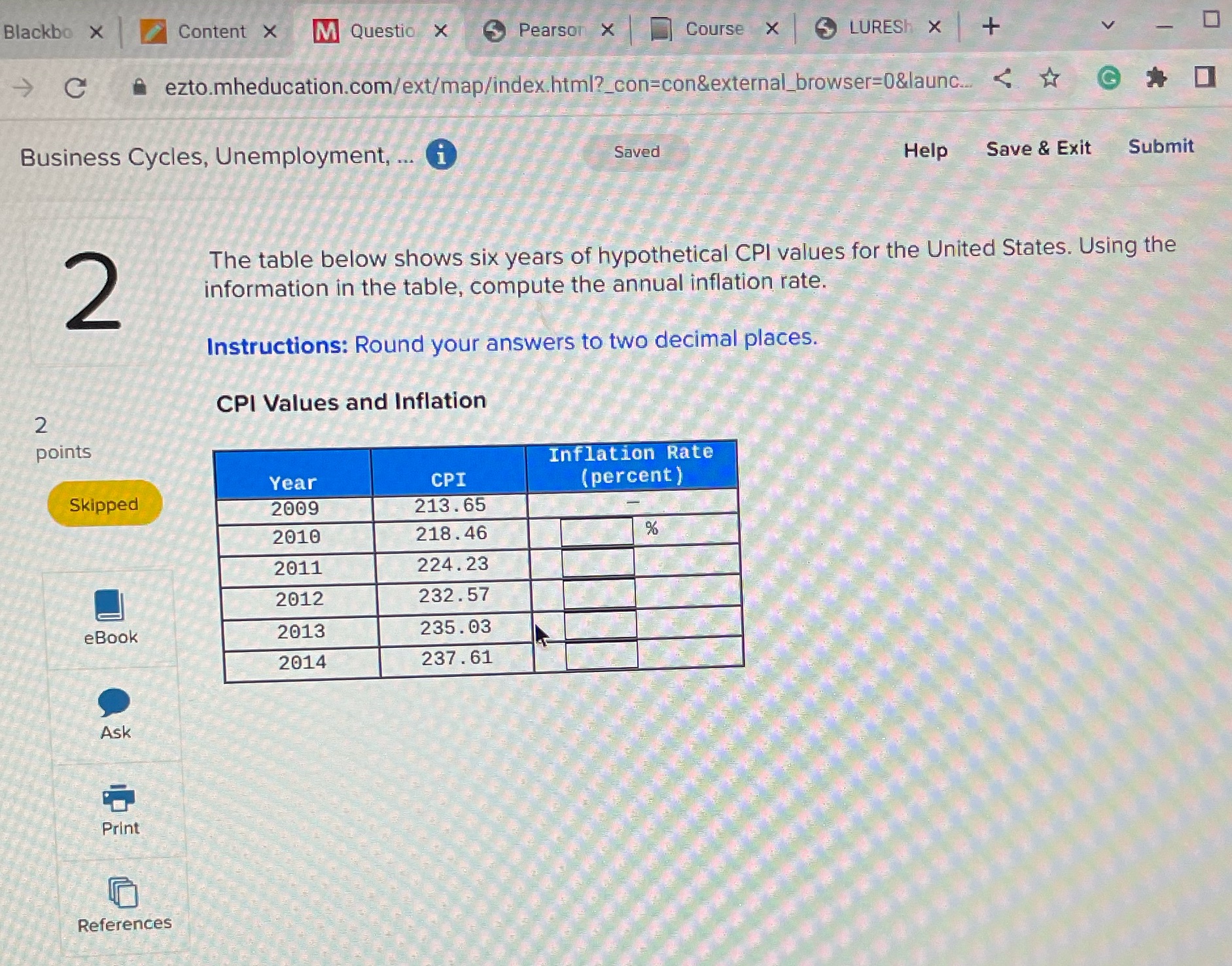 Blackbo X Content X M Question x 5 Pearson X