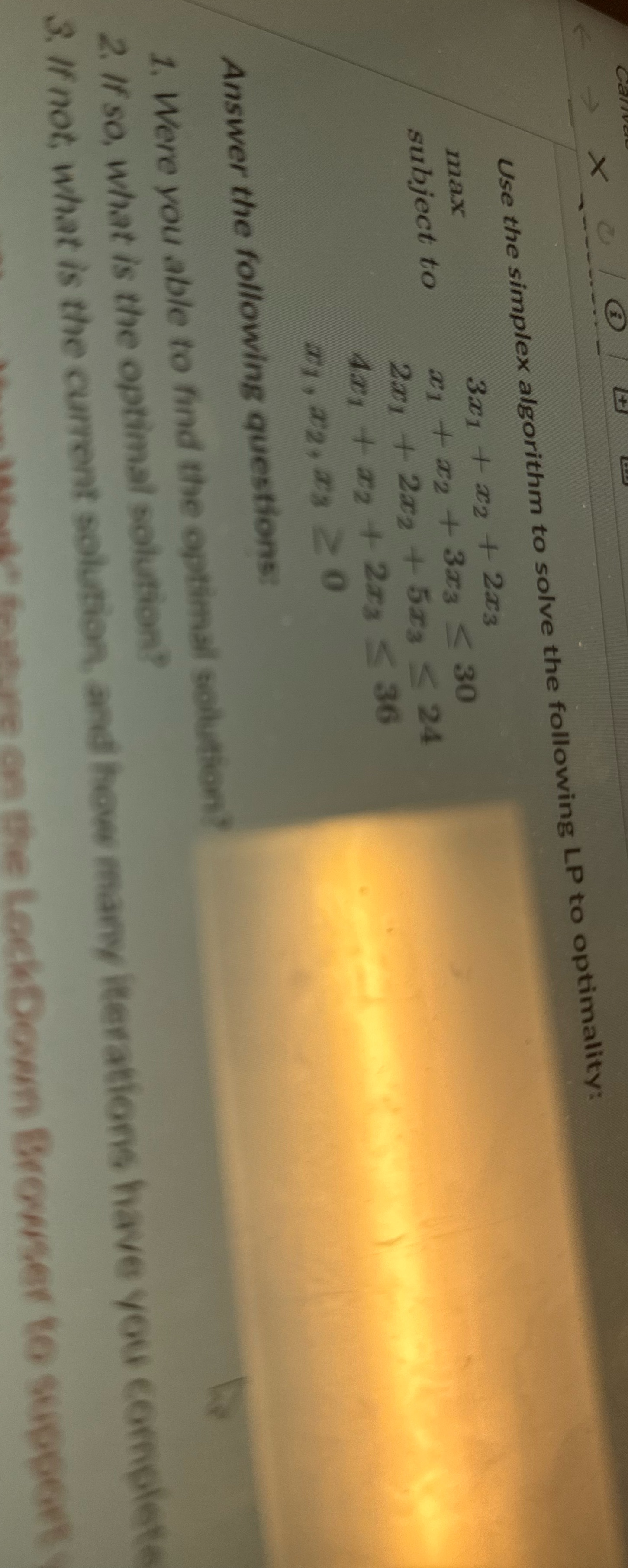 X Use the simplex algorithm to solve the