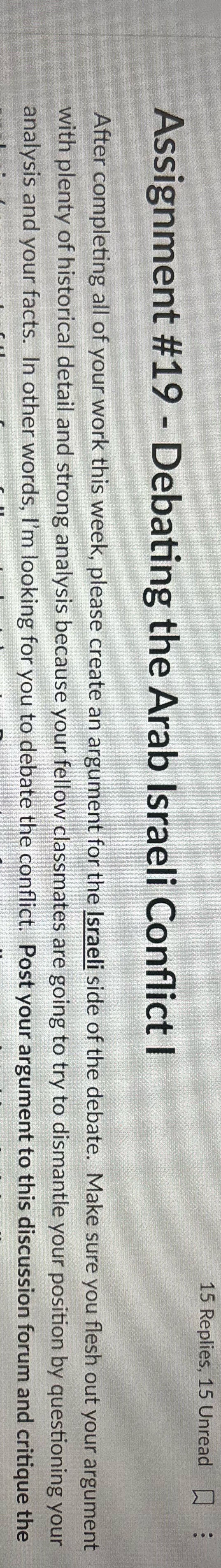 15 Replies, 15 Unread . . . Assignment #19 -