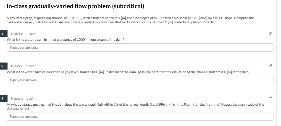 In-class gradually-varied flow problem