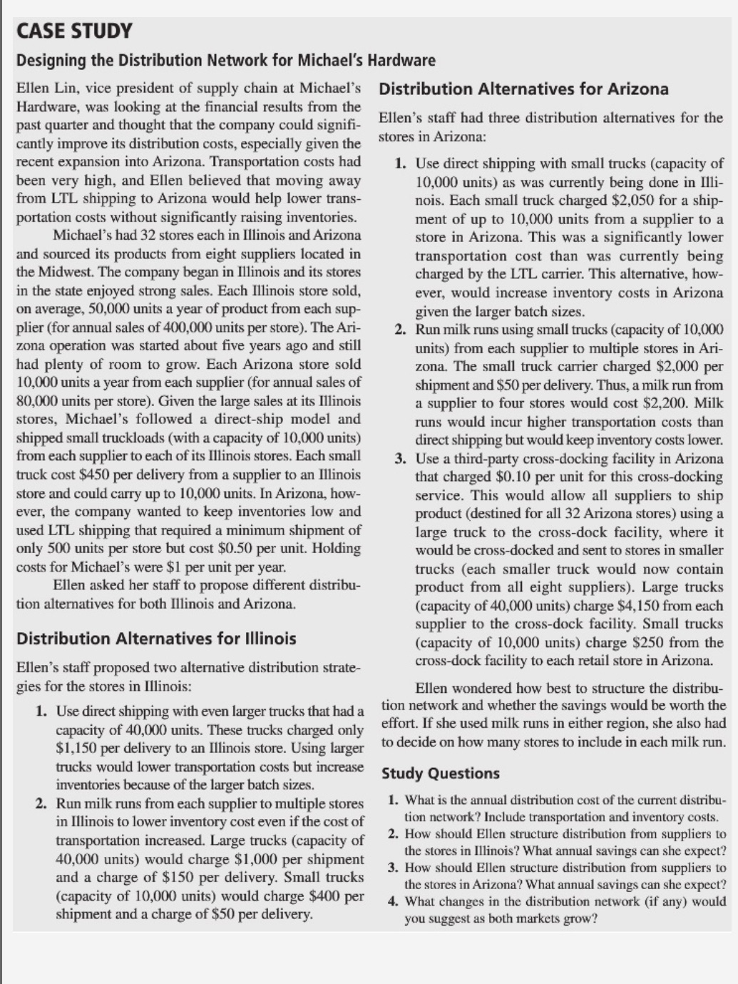 CASE STUDY Designing the Distribution Network for