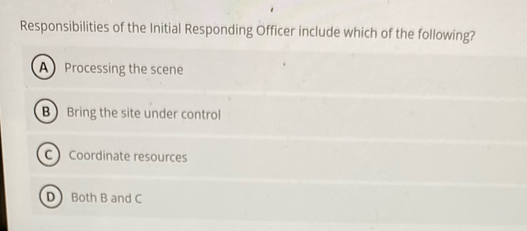 Responsibilities of the Initial Responding