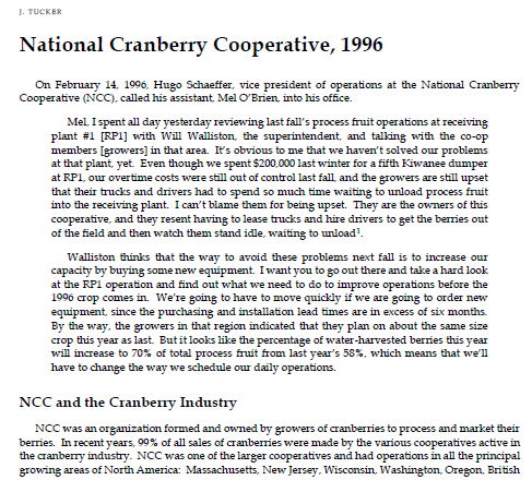 [. TUCEER National Cranberry Cooperative, 1996 On