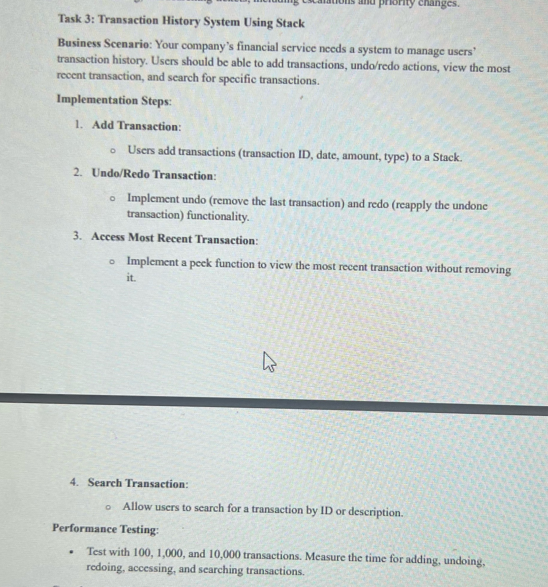 Give me java code Task 3: Transaction History