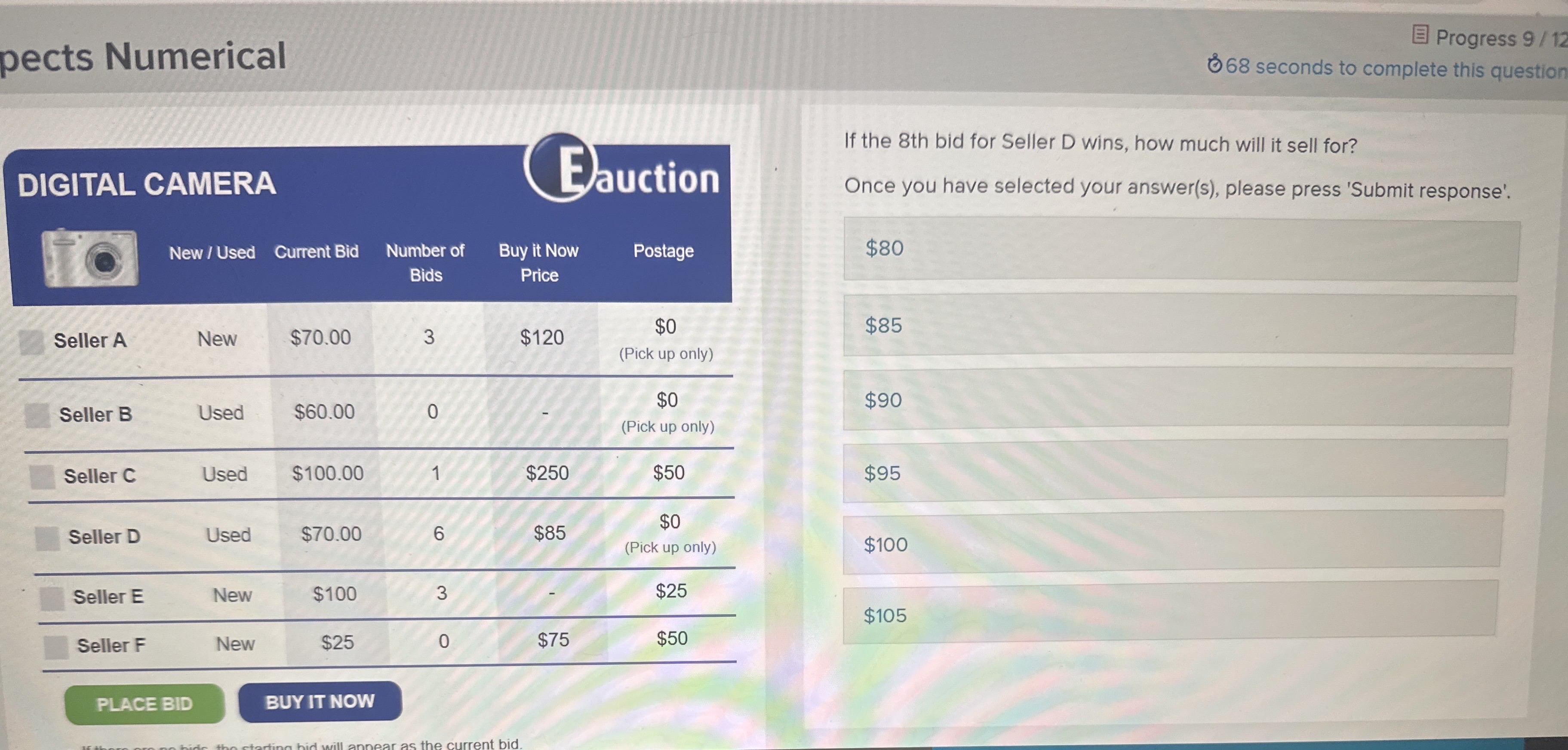 pects Numerical Progress 9 / 12 68 seconds to