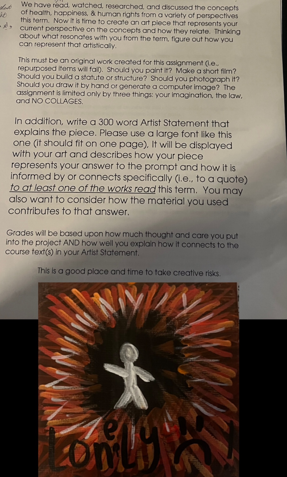 I need a 269word artist statement that explains