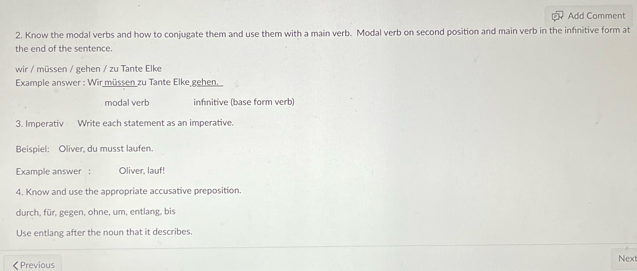Ex Add Comment 2. Know the modal verbs and how to