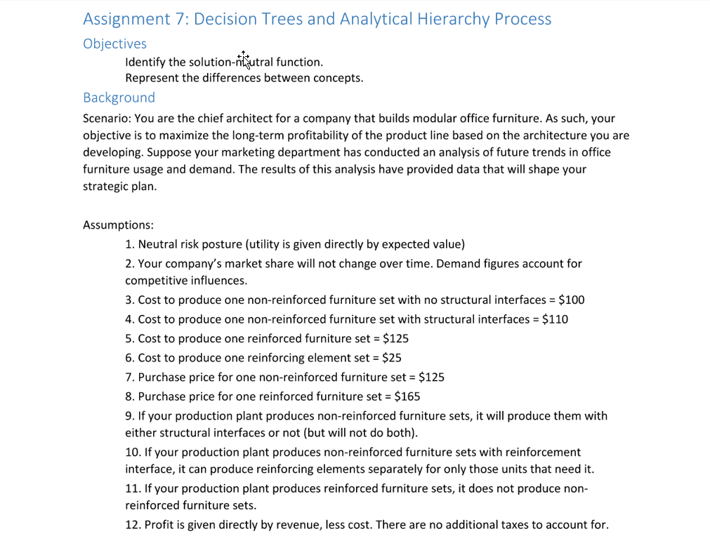 Assighment 7: Decision Trees and Analytical