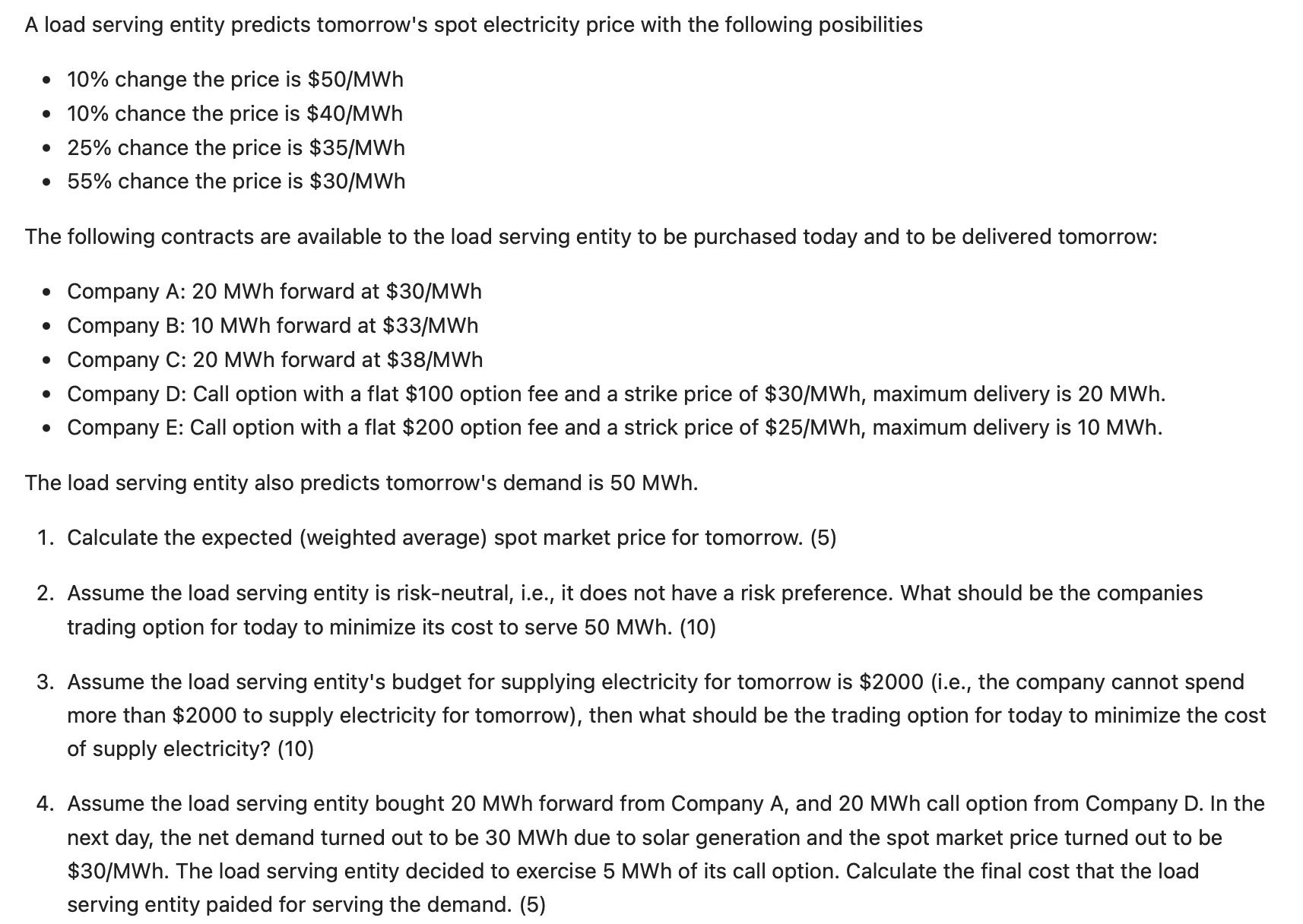 A load serving entity predicts tomorrow's